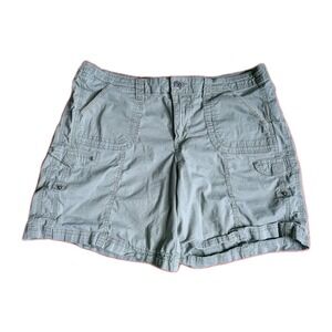 Khakis & Co Women's 14 Cargo Shorts Sage Green Utility Comfort Stretch Waist